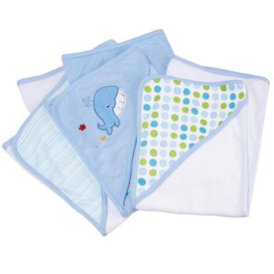 Spasilk Baby Hooded Towel Set for Newborn Boys and Girls, Soft Terry Bath Set, Pack of 3, Blue Whale - Walmart.com