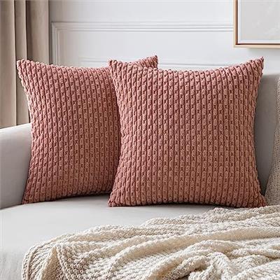 MIULEE Throw Pillow Covers Soft Corduroy Decorative Set of 2 Boho Striped Pillow Covers Pillowcases Farmhouse Home Decor for Couch Bed Sofa Living Roo