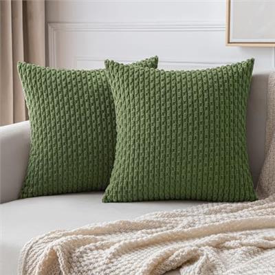 MIULEE Throw Pillow Covers Soft Corduroy Decorative Set of 2 Boho Striped Pillow Covers Pillowcases Farmhouse Home Decor for Couch Bed Sofa Living Roo