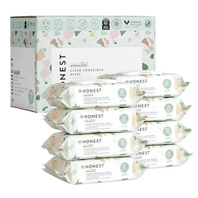 The Honest Company Clean Conscious Unscented Wipes | Over 99% Water, Compostable, Plant-Based, Baby Wipes | Hypoallergenic for Sensitive Skin, EWG Ver