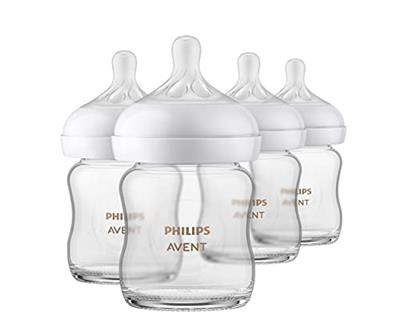 Philips AVENT Glass Natural Baby Bottle with Natural Response Nipple, Clear, 4oz, 4pk, SCY910/04