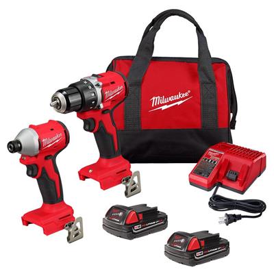 Milwaukee M18 18V Lithium-Ion Brushless Cordless Compact Drill/Impact Combo Kit (2-Tool) w/(2) 2.0 Ah Batteries, Charger & Bag 3692-22CT - The Home De