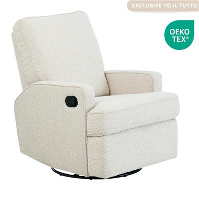 Quinn Glider Recliner Nursery Chair in Vanilla Bouclé | iL Tutto