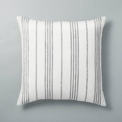 24x24 Vertical Stripe Oversized Throw Pillow Sour Cream/gray - Hearth & Hand™ With Magnolia : Target