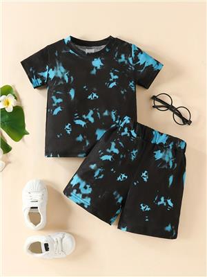 Boys Girls Chic Tie Dye Round Neck T shirt Shorts Set Babies - Temu United Kingdom