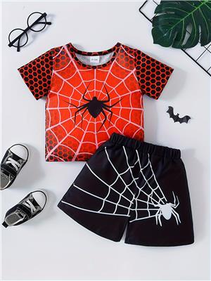 Cool Toddlers Spider Pattern Summer Set T shirt Casual - Temu United Kingdom