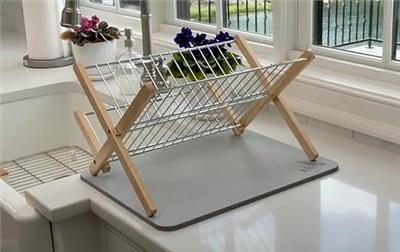 Amazon.com: Magic Stone - Diatomaceous Earth Kitchen Mat and Bamboo Dish Rack – Super Absorbent Dish Drying Mats for Kitchen Counter, Durable & Quick