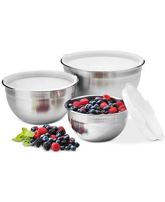 Cuisinart Stainless Steel Mixing Bowls with Lids, Set of 3 - Macys