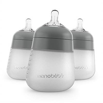 Nanobébé Flexy Silicone Baby Bottle, Anti-Colic, Natural Feel, Non-Collapsing Nipple, Non-Tip Stable