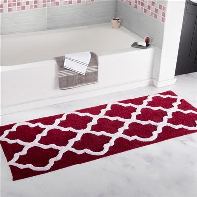 24x60-Inch Bathmat with Trellis Pattern and Non-Slip Base - Machine Washable Bathroom Rugs by Lavish