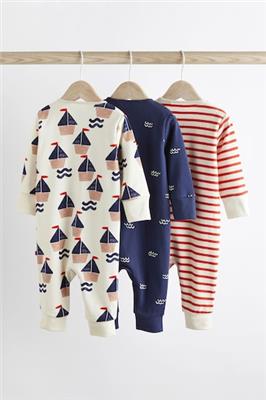 Buy Red/Navy Nautical Baby Footless Sleepsuit With Zip 3 Pack (0-3yrs) from the Next UK online shop
