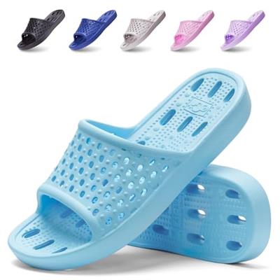 Xomiboe Shower Shoes Men Women Non Slip Bathroom House Slippers College Dorm Room Essentials for Girls Kids Shower Sandals Swimming Water Shoe (Light