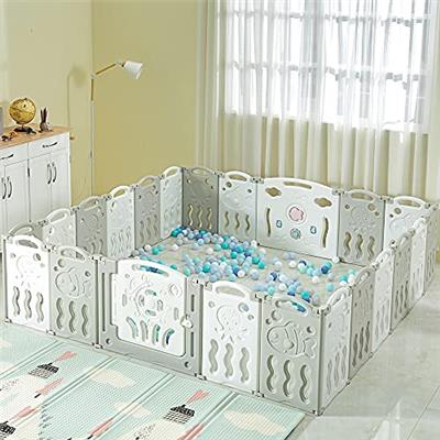 Albott Foldable Baby Playpen- Baby Playard 22 Panel Folding Play Pen Kids Activity Centre Safety Play Yard Home Adjustable Shape, Portable Design for