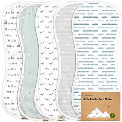 5-Pack Muslin Burp Cloths for Baby Boys and Girls - Organic Baby Burp Cloth, Viscose Derived from Ba