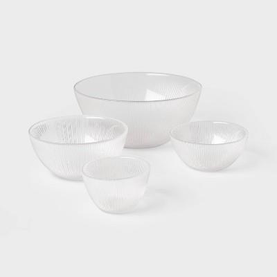 4pc Ribbed Glass Bowl Set Clear - Thresholdâ„¢ : Target