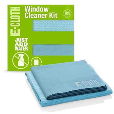 E-Cloth Window Cleaner Kit - Window and Glass Cleaning Cloth, Streak-Free Windows with just Water, Microfiber Towel Cleaning Kit for Windows, Car Wind