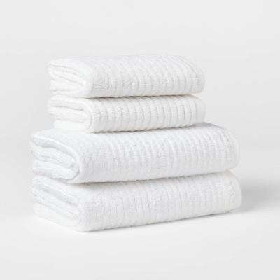 4pk Quick Dry Ribbed Hand/wash Towel Set White - Thresholdâ„¢ : Target