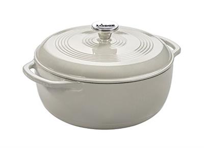Lodge 6 Quart Enameled Cast Iron Dutch Oven with Lid – Dual Handles – Oven Safe up to 500° F or on Stovetop - Use to Marinate, Cook, Bake, Refrigerate