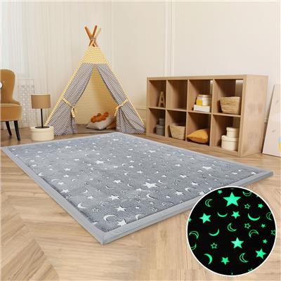 Glowing in Dark Area Rug, Memory Foam Soft Padded Baby Play Mats with Non-Slip Bottom
