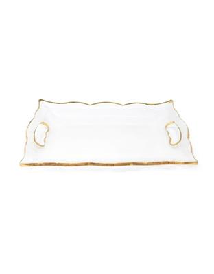 Rectangular Glass & Gold Tray With Handles