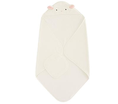 Super Soft Lamb Baby Hooded Towel And Washcloth, Ivory