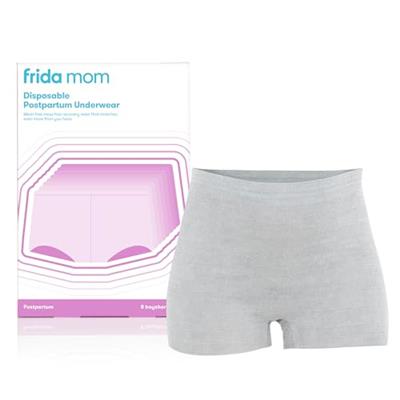Frida Mom Postpartum Disposable Knickers 100% Cotton, Microfiber Boyshort Cut Knickers with Super Soft, Stretchy and Breathable Fabric Size Regular, 8