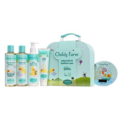 Childs Farm Baby Gifting Suitcase Baby Wash Bubble Bath Baby Moisturiser Nappy Cream Suitable for Newborns Sensitive Skin, clear