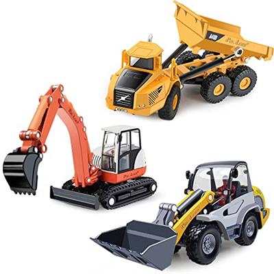 iPlay, iLearn Heavy Duty Construction Site Playset, Metal Dump Truck, Excavator Digger Backhoe, Tractor Bulldozer Diecast Vehicle, Outdoor Sandbox Car