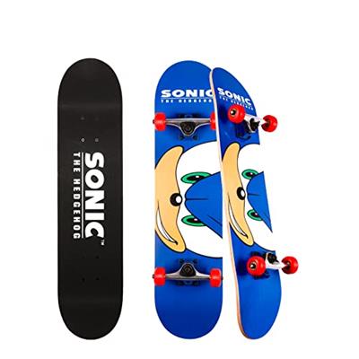 Sakar Sonic The Hedgehog Skateboard with Printed Graphic Grip Tape. Great for Kids and Teens Cruiser Skateboard with ABEC 5 Bearings, Durable Deck, Sm
