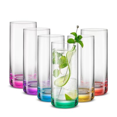 JoyJolt Hue Colored Highball Drinking Glasses - 13 oz - Set of 6 - 13 oz