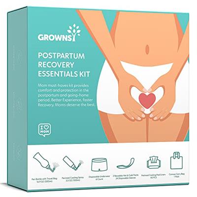 Grownsy Postpartum Recovery Essentials Kit for Labor&Delivery, All-in-One Postpartum Kit Includes PERI Bottle, Herbal Cooling Spray, Herbal Cooling Li