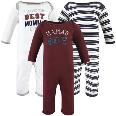 Hudson Baby Infant Boys Cotton Coveralls, Mamas Boy, 3-Pack