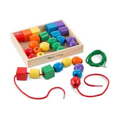 Melissa & Doug Primary Lacing Beads - Educational Toy With 30 Wooden Beads And 2 Laces : Target