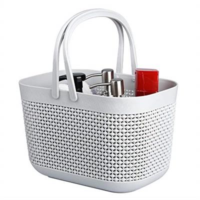 UUJOLY Plastic Organizer Storage Baskets with Handles, Shower Caddy Bins Organizer for Bathroom and kitchen（Grey