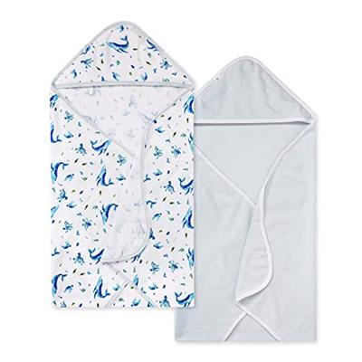 Burts Bees Baby - Hooded Towels, 2 Count, Whale of a Tale