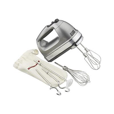 KitchenAid 9-Speed Digital Hand Mixer with Turbo Beater II Accessories and Pro Whisk - Contour Silver