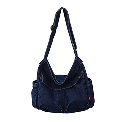 Yohora Denim Shoulder Bag Casual Style Lightweight Retro Travel Shopper Crossbody Handbag for Women Jean Tote Purse