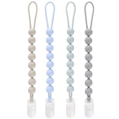 Amazon.com : 4-Pack Silicone Pacifier Clips for Baby Boys and Girls - with One-Piece Beads, Flexible and Rust-Free Holders for Teething Relief and Bab