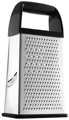 Spring Chef Professional 10 Stainless Steel Parmesan Cheese Grater with Handle, 4 Sided Handheld Box Grater, Kitchen Vegetable Shredder for Potato, C