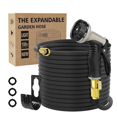 Gospace Expandable Garden Hose 100ft,Water Hoses with 10 Function Nozzle,Outdoor Hose,retractable hose,Leak-Proof with 40 Layers of Innovative Nano Ru