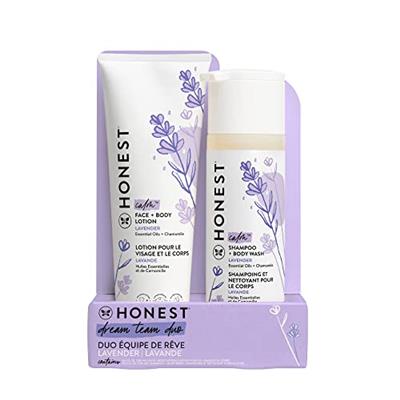 The Honest Company 2-in-1 Cleansing Shampoo + Body Wash and Face + Body Lotion Bundle | Gentle for Baby | Naturally Derived | Lavender Calm, 18.5 fl o