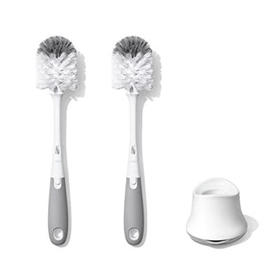 OXO Tot Bottle Brush with Nipple Cleaner and Stand – Gray, 2-Pack
