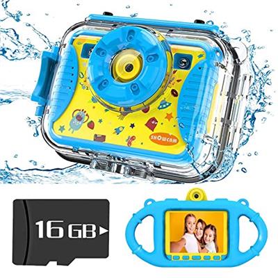 SHOWCAM Kids Waterproof Camera Best Gift for Children with Video, Underwater Child Cam for Boy Age 3,4,5,6+, Selfie Supported 1080P 8MP 2.4 Inch Large