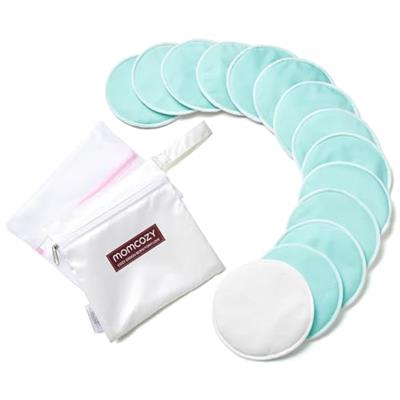 Momcozy Reusable Breast Pads, Innovative Use of Absorbent Fabric & 4 Layers of Super Absorbent Core Washable Nursing Pads, Absorb Quickly and Leak-Loo
