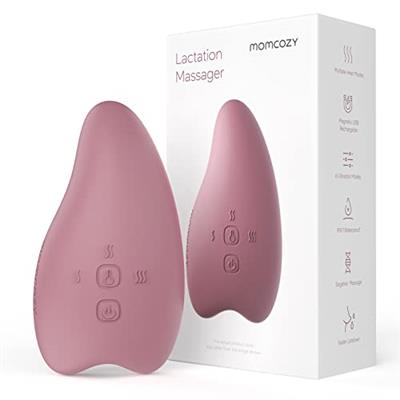Momcozy Warming Lactation Massager 2-in-1, Soft Breast Massager for Breastfeeding, Heat + Vibration Adjustable for Clogged Ducts, Improve Milk Flow, E