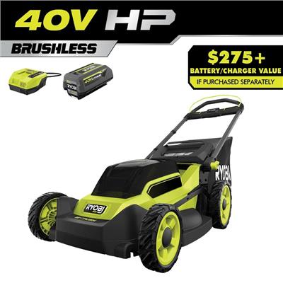 RYOBI 40V HP Brushless 20 in. Cordless Battery Walk Behind Push Mower with 6.0 Ah Battery and Charger RY401170 - The Home Depot