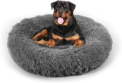 Amazon.com : Dog Bed, Cat Calming Bed, Faux Fur Pillow Pet Donut Cuddler Round Plush Bed for Large Medium Small Dogs and Cats (44x44(Pack of 1), Dark