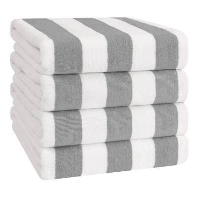 American Soft Linen,100% Cotton 4 Pack Beach Towels, 30 x 60 Cabana Striped Pool Towels