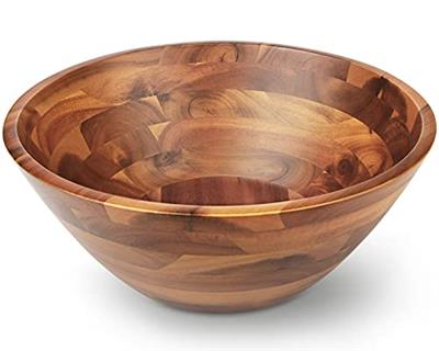 AIDEA Acacia Wood Serving Bowl for Fruits or Salads, 11 Diameter x 4.5 Height, Wooden Single Salad Bowl