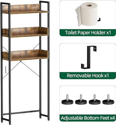 Amazon.com: OTK Over-The-Toilet Storage, 3 Tier Bathroom Organizer Shelf, Freestanding Space Saver with Toilet Paper Holder, Multifunctional Over The